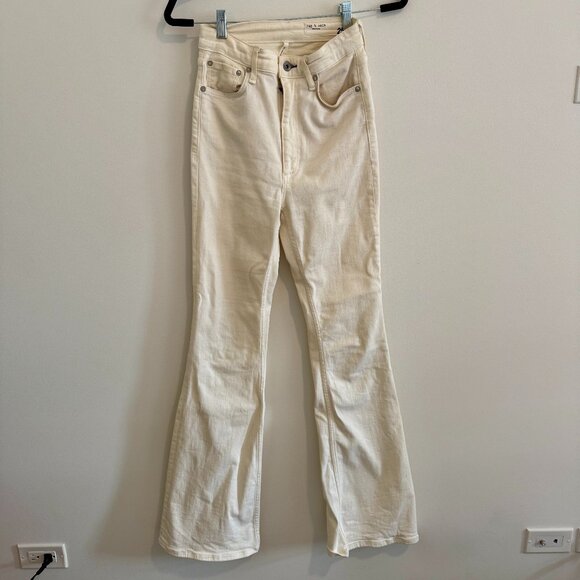 Rag & Bone Casey High Rise Flare White Jeans Denim Pants Stretch - size 25 - Picture 4 of 7